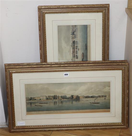 A set of four reproduction colour prints, Panorama along The Thames, 21 x 56cm
